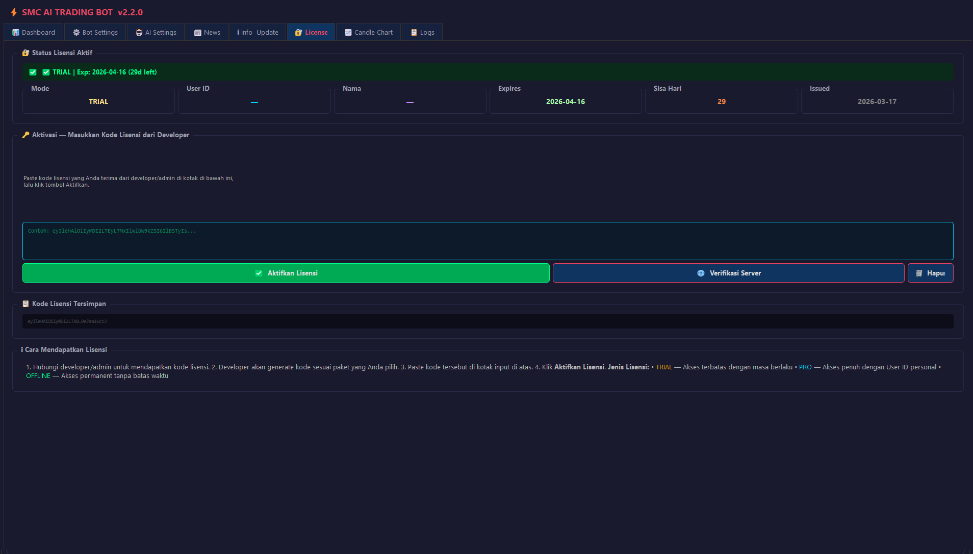 Preview License Settings
